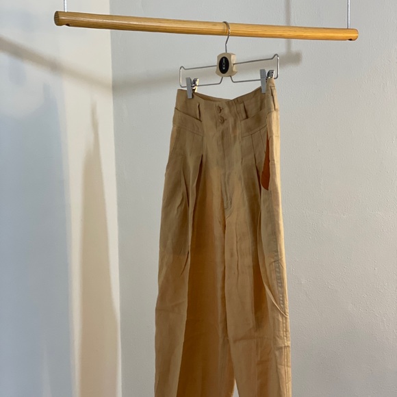 High Waisted Linen Pants in Dulce de Leche - Picture 7 of 16